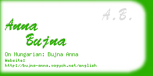 anna bujna business card